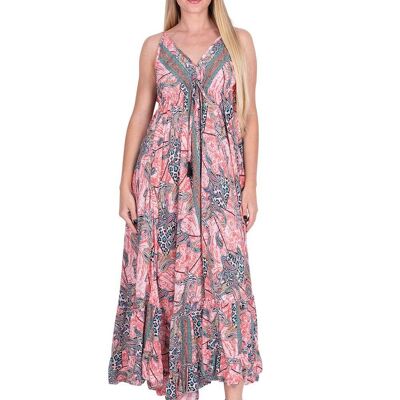 Vestido Largo Seda Tirantes Volantes Espalda Abierta