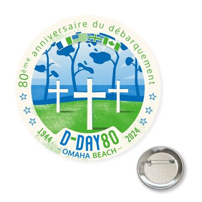 "Omaha-Beach" badge - D-Day 80 - commemoration of the Normandy landings - illustration (5.6 cm)