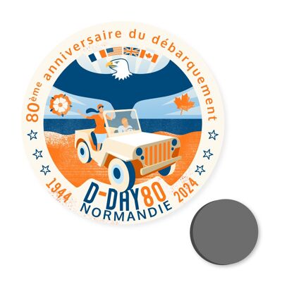 „Generischer“ Magnet – D-Day 80 – Gedenken an die Landung in der Normandie – Illustration (7,5 cm)