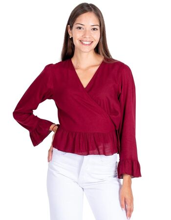 Chemise courte bordeaux 1