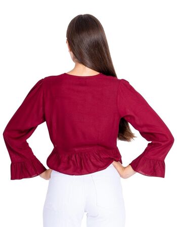 Chemise courte bordeaux 3