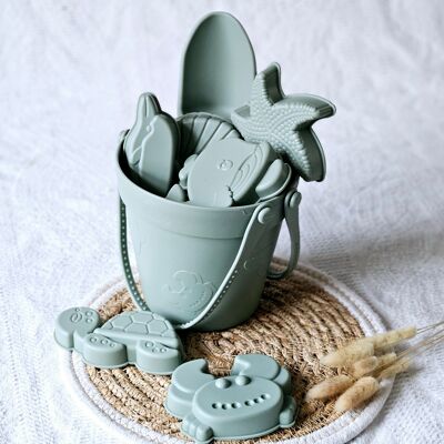 Silicone bucket with shapes - Sage