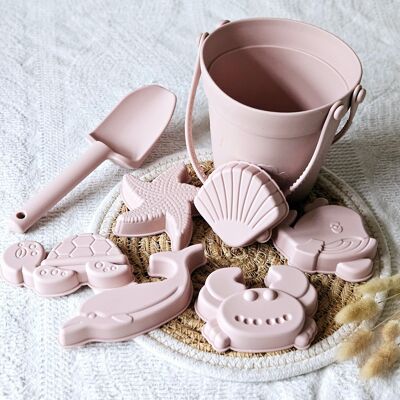 Silicone bucket with shapes - Soft pink