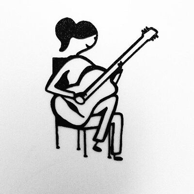Guitariste femme, décoration murale biosourcée