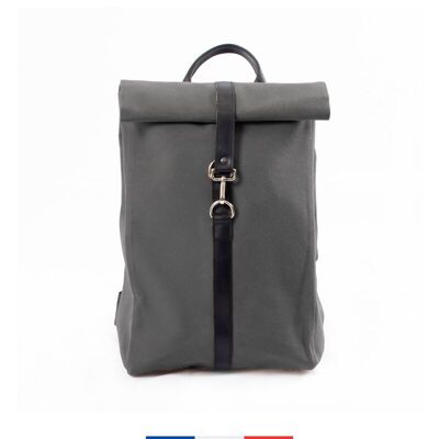 Backpack Made in France & upcycled Slate gray - SAINT LAZARE