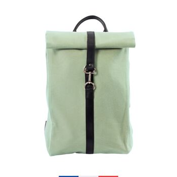 Sac à dos Made in France & upcyclé Vert amande - SAINT LAZARE 1