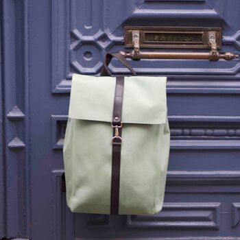 Sac à dos Made in France & upcyclé Vert amande - SAINT LAZARE 5