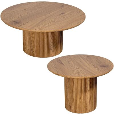 SET 2 WOODEN COFFEE TABLES, OAK COLOR +91201+91202+91203 _°80X36+°60X42CM, DM+PAPER LL83675