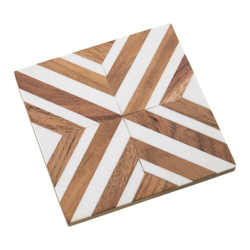 SET 4 POSAVASOS RESINA/MADERA _10X10X0,7CM LL69869