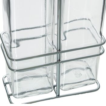 ENSEMBLE DE 2 VINAIGRES CRISTAL 250ML AVEC SUPPORT EN ACIER INOXYDABLE. _12X6,5X30CM LL82493 3