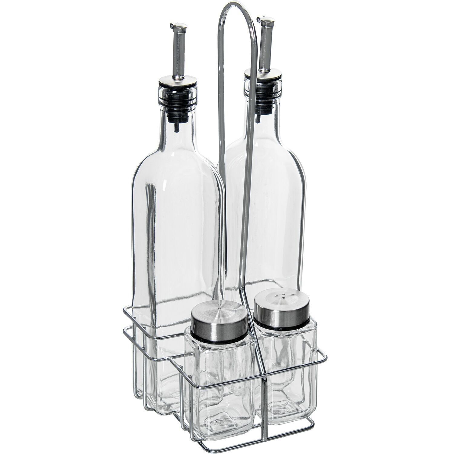 Ensemble de 4 tasses à burette.                                        SUPPORT VERRE/ACIER INOXYDABLE. _14X12X34CM LL82488