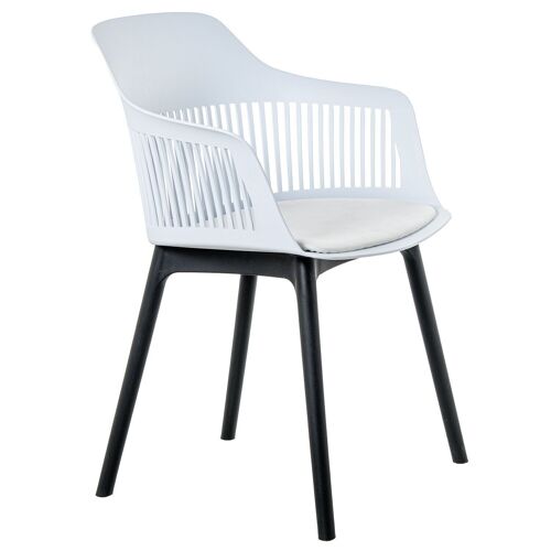 SILLA PP BLANCA C/COJÍN PU _58X54X83CM LL61189