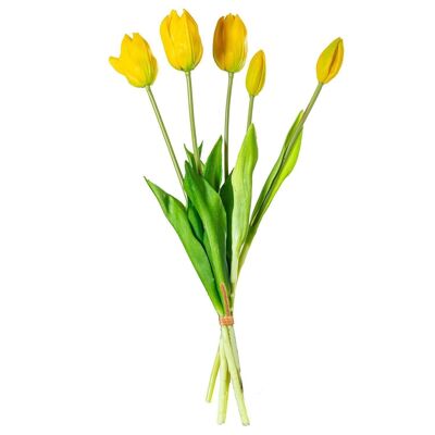 BOUQUET DE TULIPES JAUNES POLYESTER _43CM LL27435