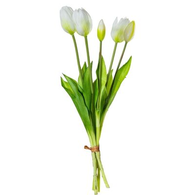 Strauß weißer Polyester-Tulpen, 43 cm, LL27432