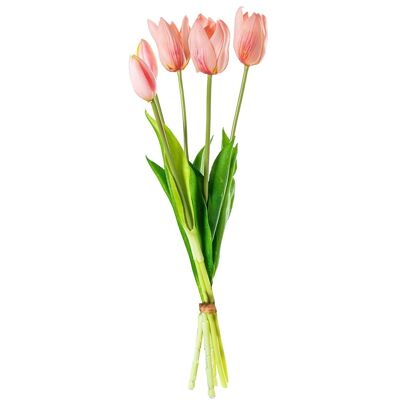 BOUQUET DE TULIPES ROSE POLYESTER _43CM LL27434