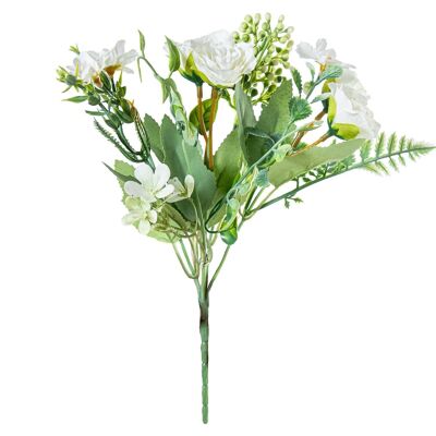 BOUQUET OF WHITE POLYESTER FLOWERS _27CM LL27474