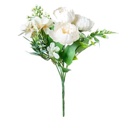 BOUQUET OF WHITE POLYESTER FLOWERS _27CM LL27488