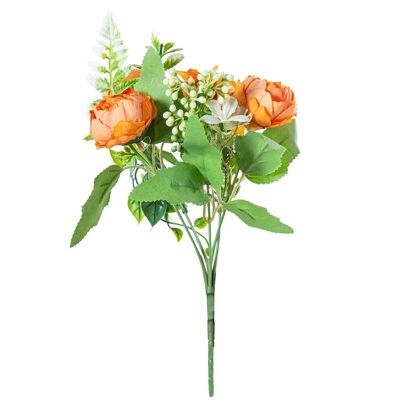 Orangefarbener Blumenstrauß aus Polyester, 27 cm, LL27489