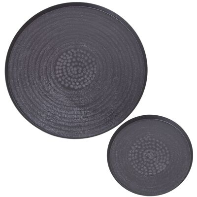 SET DI 2 VASSOI IN ALLUMINIO INTAGLIATO NERO _°23+°38CM LL74171