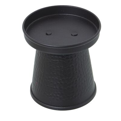 BLACK ALUMINUM CARVED CANDLE HOLDER _°9X9.5CM LL74181