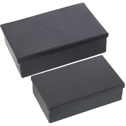 SET 2 CAJAS ALUMINIO TALLADO NEGRO _23X14X7+28X18X8CM LL74168