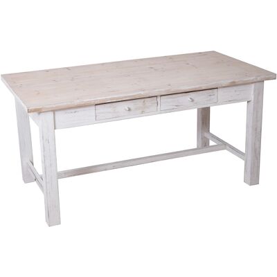 KITCHEN TABLE WITH 4 DRAWERS WHITE DECAPÉ WOOD 160X80X76.5CM, FIR+DM LL49562
