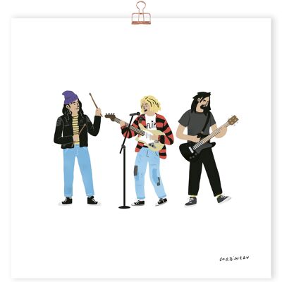 Stampa artistica del gruppo rock Nirvana di Antoine Corbineau