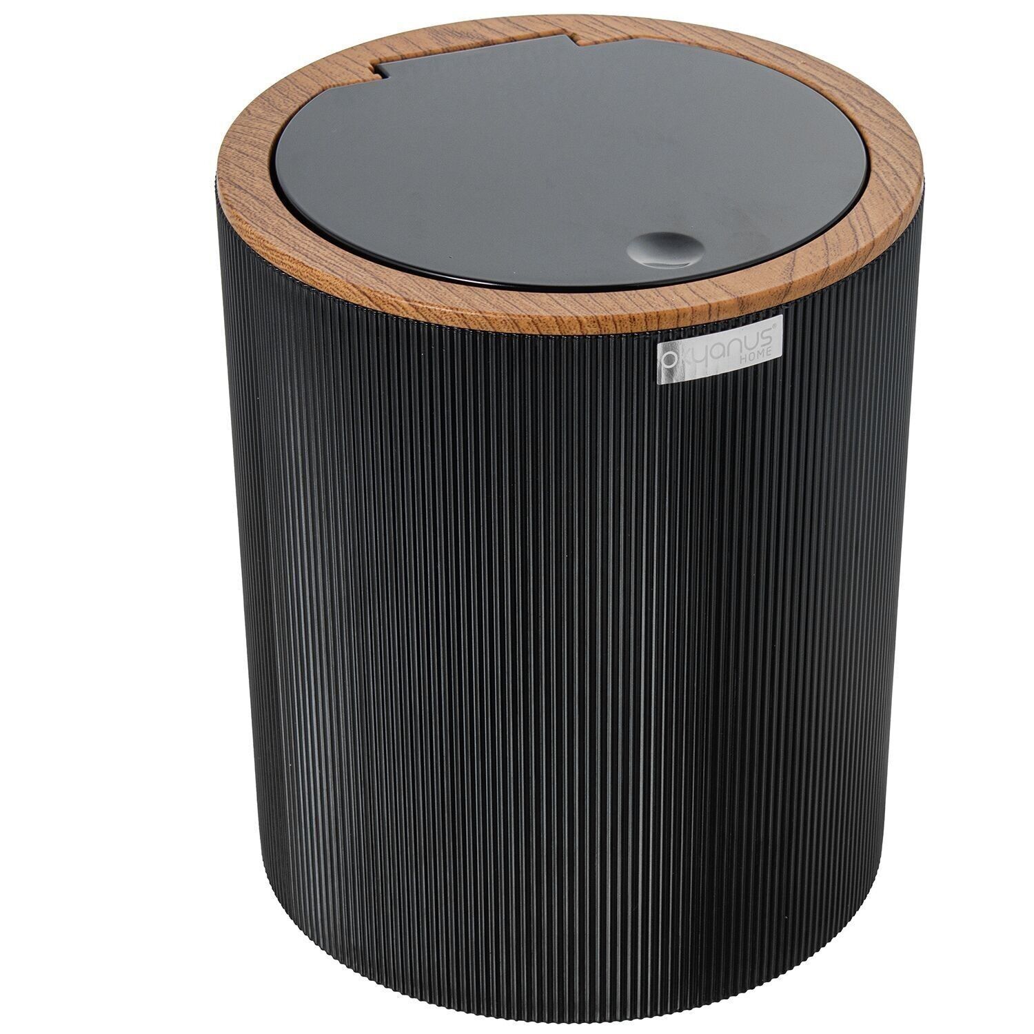 Badezimmer-Mülleimer aus schwarzem Acryl, 5 l, Druckknopfdeckel, 19 x 23 cm, LL86281