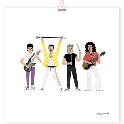 Art print groupe rock Queen par Antoine Corbineau