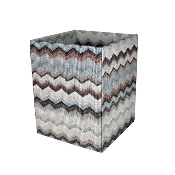 Corbeille à papier motif carré zigzag gris poubelle simili cuir 1