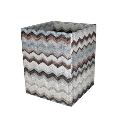 Corbeille à papier motif carré zigzag gris poubelle simili cuir