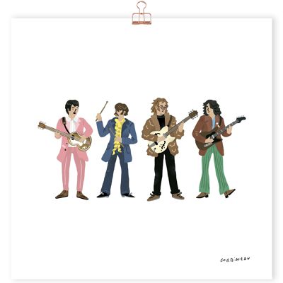 Stampa artistica del gruppo rock The Beatles di Antoine Corbineau