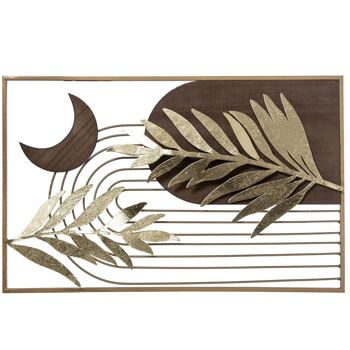 APPAREIL MURAL MÉTAL/BOIS FEUILLES D'OR _35X56X2.5CM LL24361 2