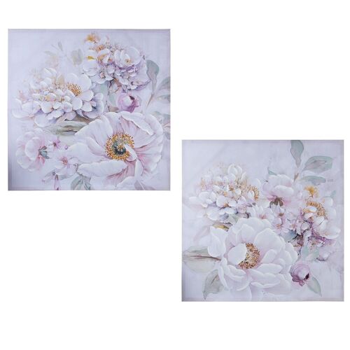 CUADRO LIENZO 100X100CM 40% PINTADO MANO FLORES SURTIDO _100X100X3CM LL69220