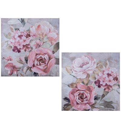 QUADRO SU TELA 100X100CM 40% ASSORTIMENTO FIORI DIPINTI A MANO _100X100X3CM LL69221