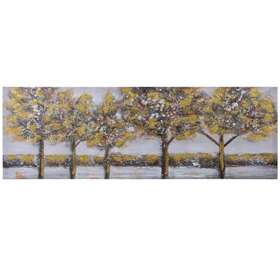 TABLEAU SUR TOILE 120X40CM 40% ARBRES PEINTS À LA MAIN _120X40X3CM LL69238