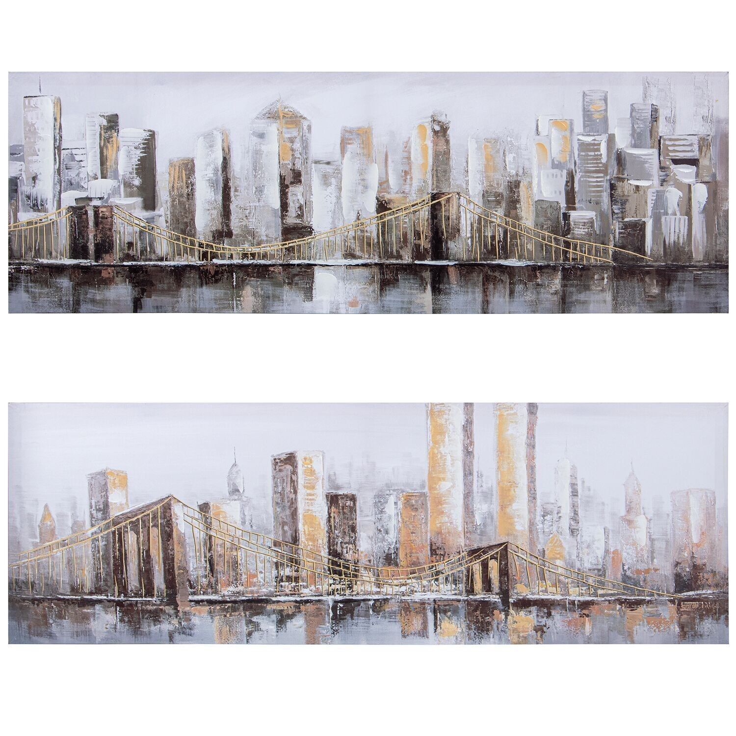 LEINWANDBILD 120X40CM 40 % HANDGEMALTE STADTLANDSCHAFT SURTI _120X40X3CM LL69235