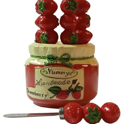 Streuset „Erdbeeren“ aus Kunstharz, Maße: 10 x 12 cm, LL-046A