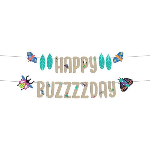 Letter Banner - "Happy Buzzzzday" - Buzzing Bugs - 1,5 m.