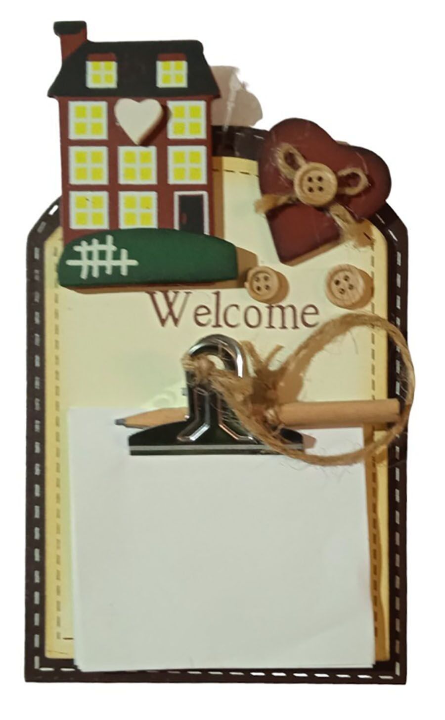 HÄNGEBASIS AUS HOLZ MIT NOTIZBUCH UND BLEISTIFT „HOME“ ABMESSUNG: 12x20cm LL-607