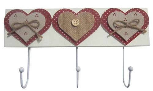 WOODEN HANGER "HEARTS" 3 POSITIONS DIMENSION: 30x17cm LL-676