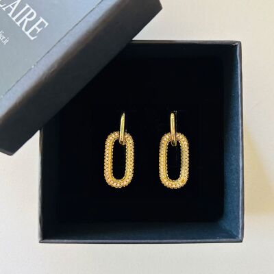 PAIRE DE BOUCLES D'OREILLES CHAÎNE PAVE