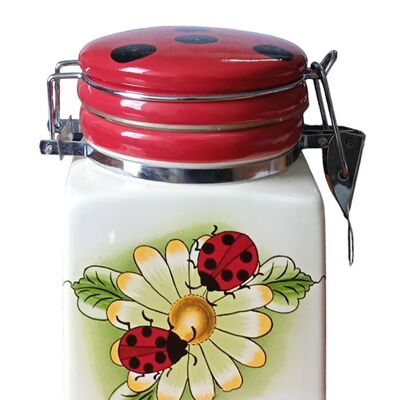 CERAMIC CONTAINER "LADYBUGS" FOR COFFEE OR SUGAR WITH AIRTIGHT LID DIMENSION: 10x9x13cm SP-103A