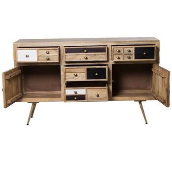 BUFFET EN BOIS DE MANGUIER AVEC 2 PORTES ET 5 TIROIRS _148X40X85CM LL37693 2