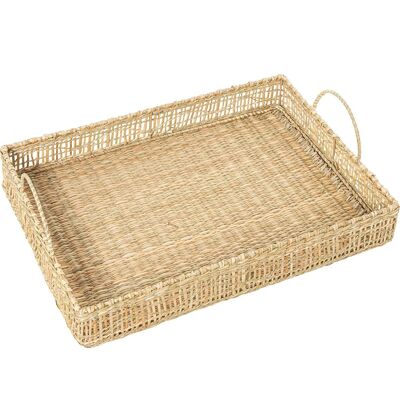 TRAY WITH SEA GRASS HANDLES _50X35X8(15)CM LL34809