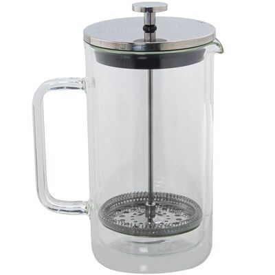 Kolben-Kaffeemaschine, 1000 ml, Doppelglas/Edelstahl, 10,5 x 16 x 22,5 cm, BOROSI-GLAS LL80159
