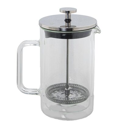 Kolben-Kaffeemaschine, 600 ml, Doppelglas/Edelstahl, 9,5 x 14,5 x 19 cm, Borosilglas LL80158