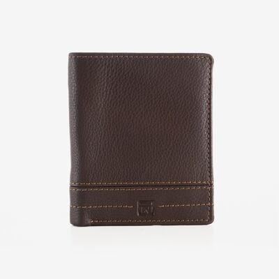 Portafoglio da uomo in pelle, marrone, NUOVA Serie DDDM/LEATHER. 9x11 cm