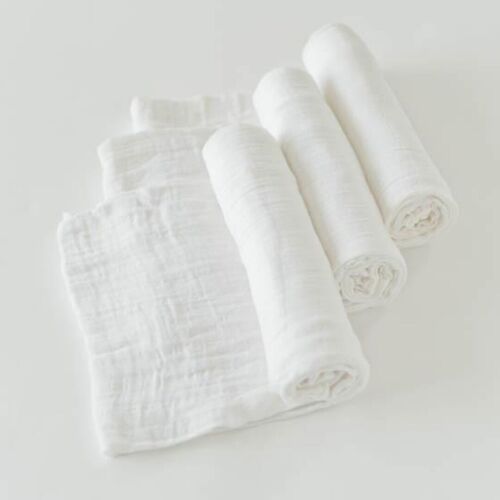 Muslin Square Baby Burp Cloth - Set of 3 - Pure White