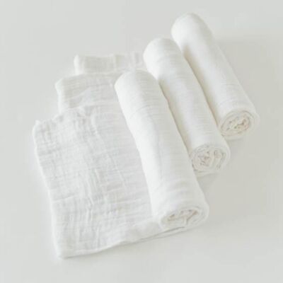 Muslin Square Baby Burp Cloth - Set of 3 - Pure White